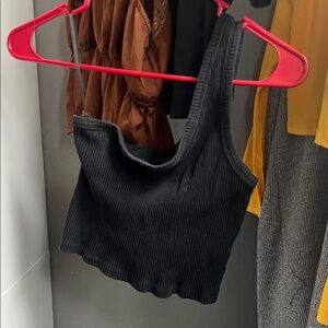 One shoulder tank crop top